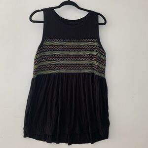 Sleeveless Tank‎ Top Black Embroidered Casual Comfy Top Size Unknown
